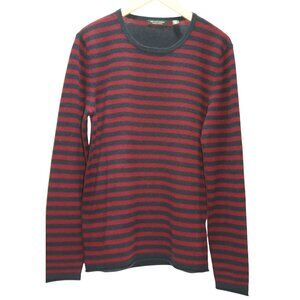Saks Fifth Avenue Womens Cashmere Sweater Medium Red Navy Stripe Classic Preppy